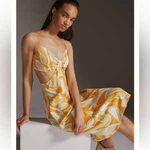 Cutout Printed-Slip‎ Midi Dress Anthropologie small